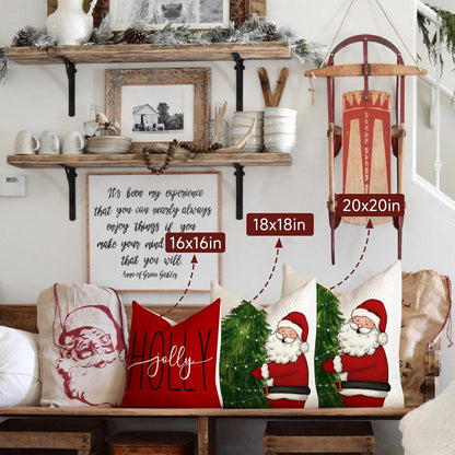 Weihnachten Kissenbezug Set Leinen Deko Sofa Schlafzimmer 40x40 cm