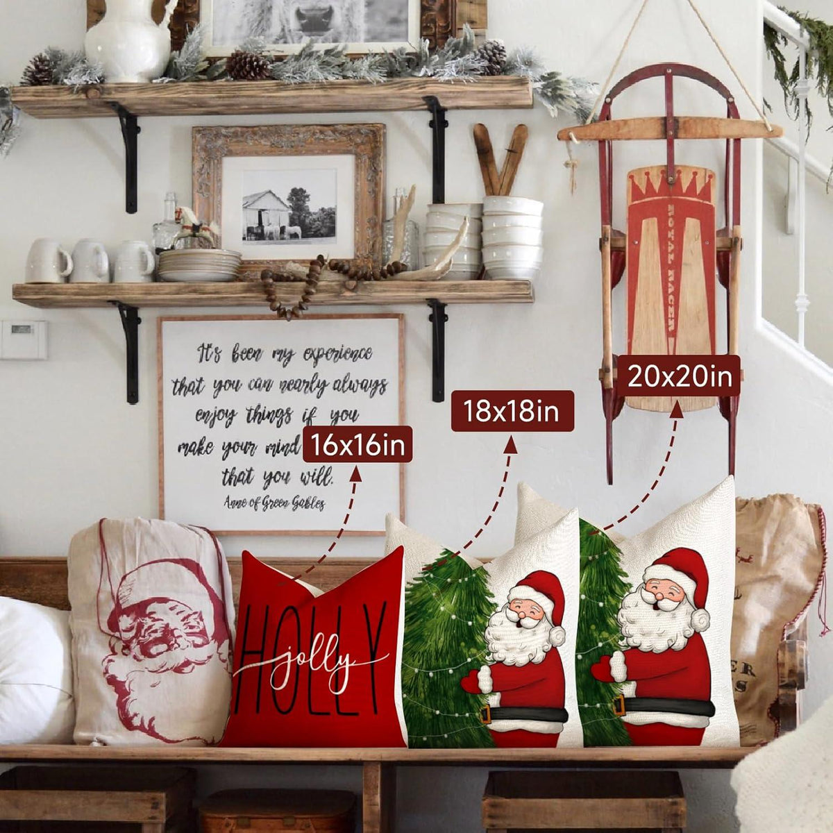 Kissenbezug Weihnachten 4er Set 45x45 Leinen Deko Sofa Schlafzimmer