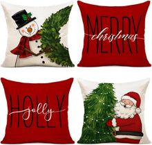 Kissenbezug Weihnachten Set 4er Leinen Deko 50x50cm