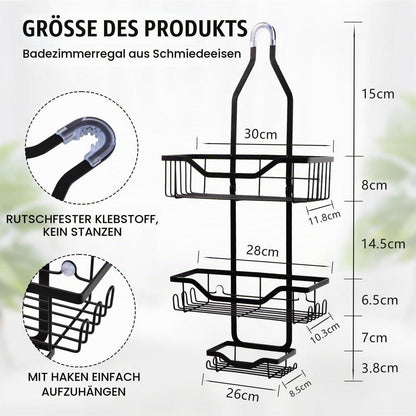 Hängende Duschablage 3-Stufig Edelstahl Schwarz