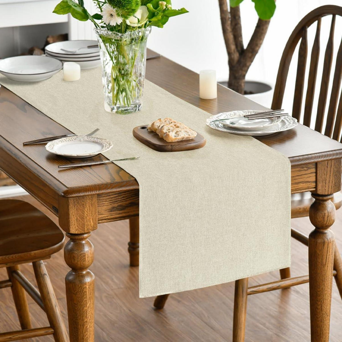 Tischläufer Beige 40x140 cm Abwaschbar für Küche & Esstisch