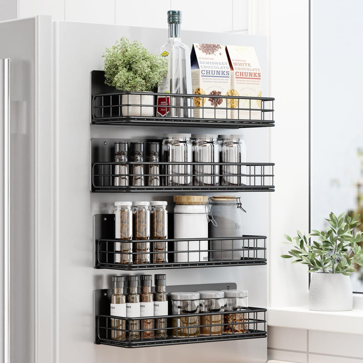 Magnetisches Gewürzregal für Kühlschrank, 4 Stück