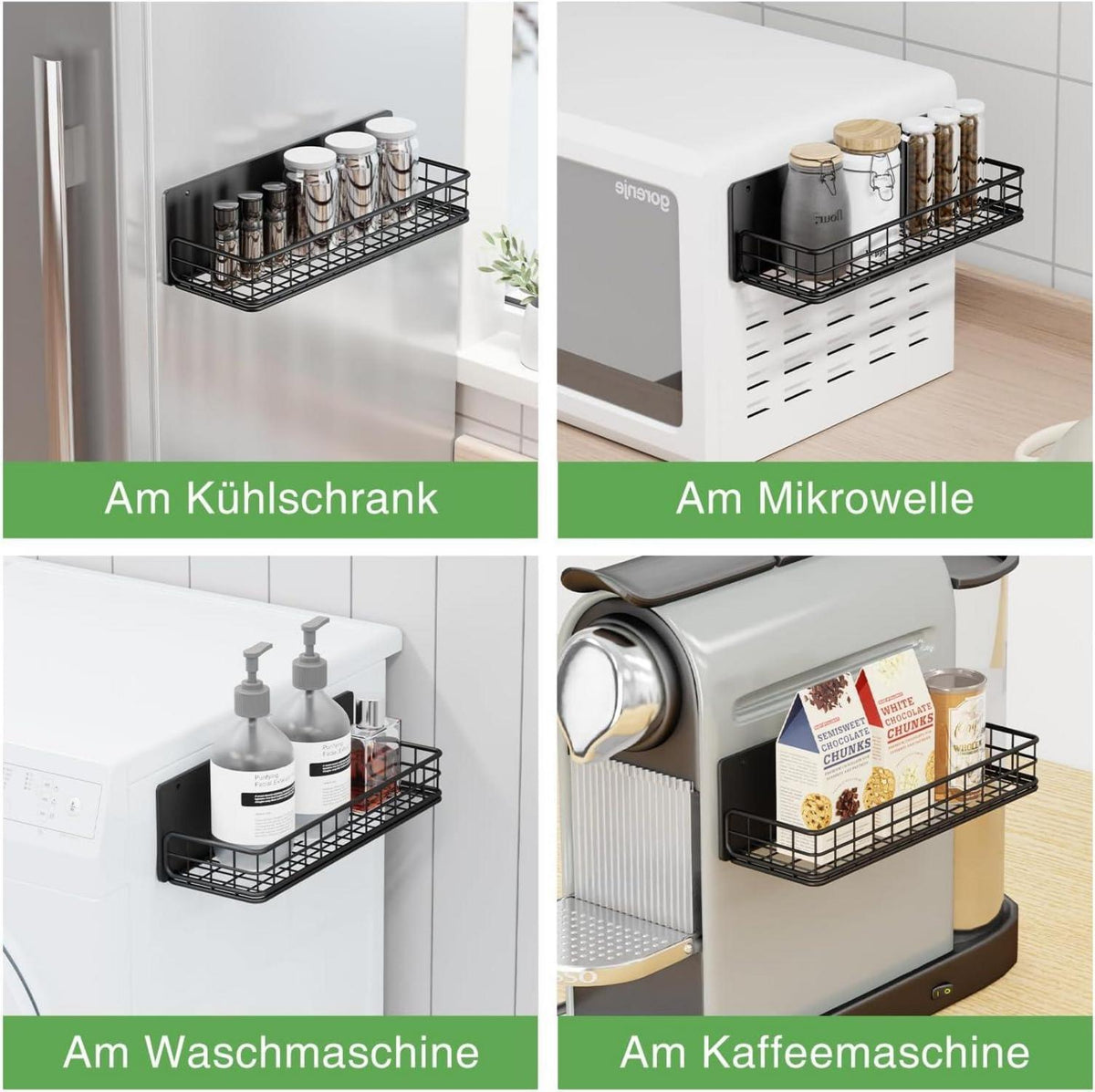 Magnetisches Gewürzregal 4 Stück für Kühlschrank Selbstklebendes