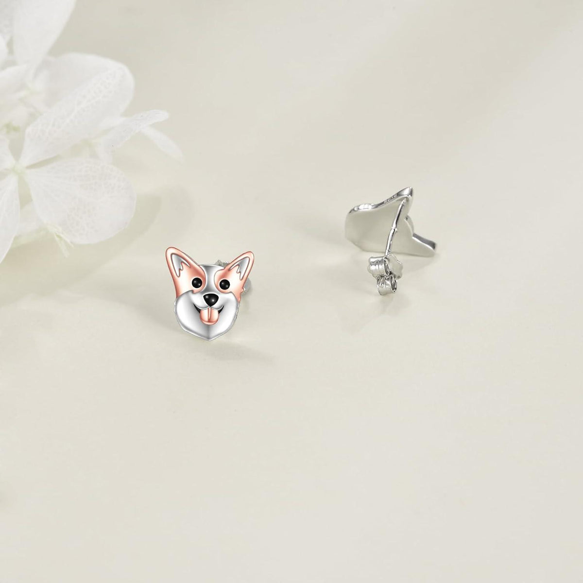 VONALA Corgi Ohrstecker 925 Sterling Silber Zirkonia Rosa