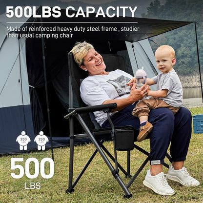 Campingstuhl Klappbar 230KG Belastbar XXL Sitzbreit mit Seitentasche