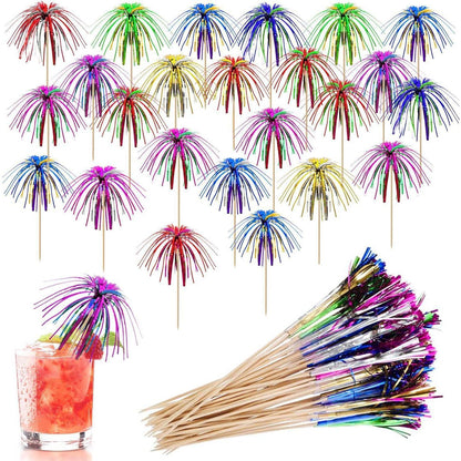 Cocktailspieße Feuerwerk 100 Stück Mehrfarbig für Party Dekoration