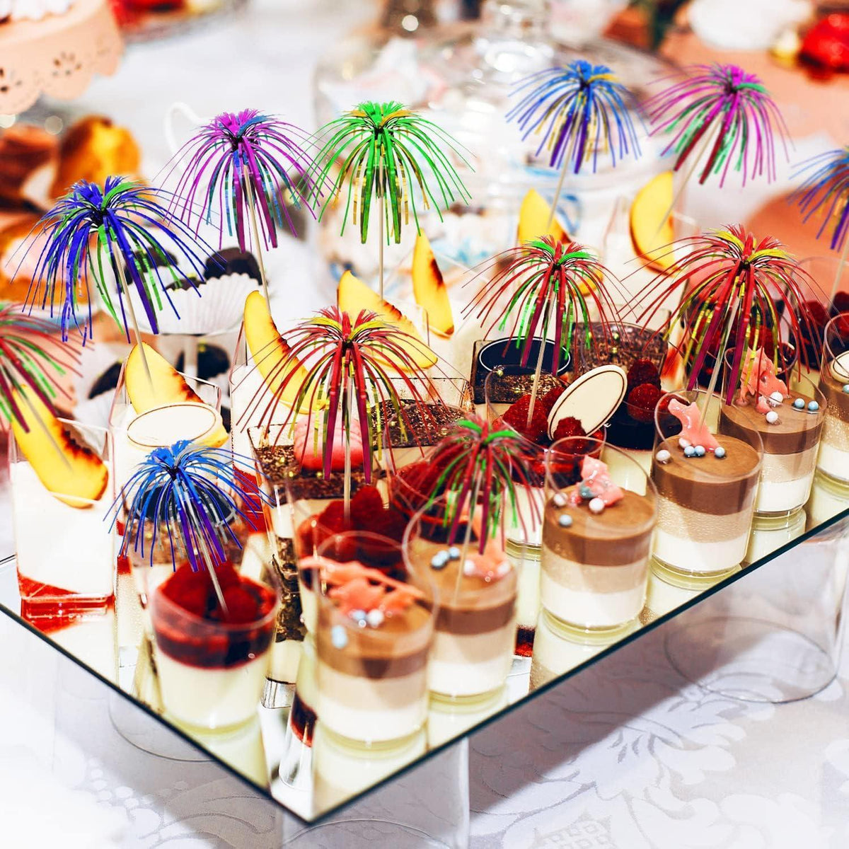 Cocktailspieße Feuerwerk 100 Stück Mehrfarbig für Party Dekoration