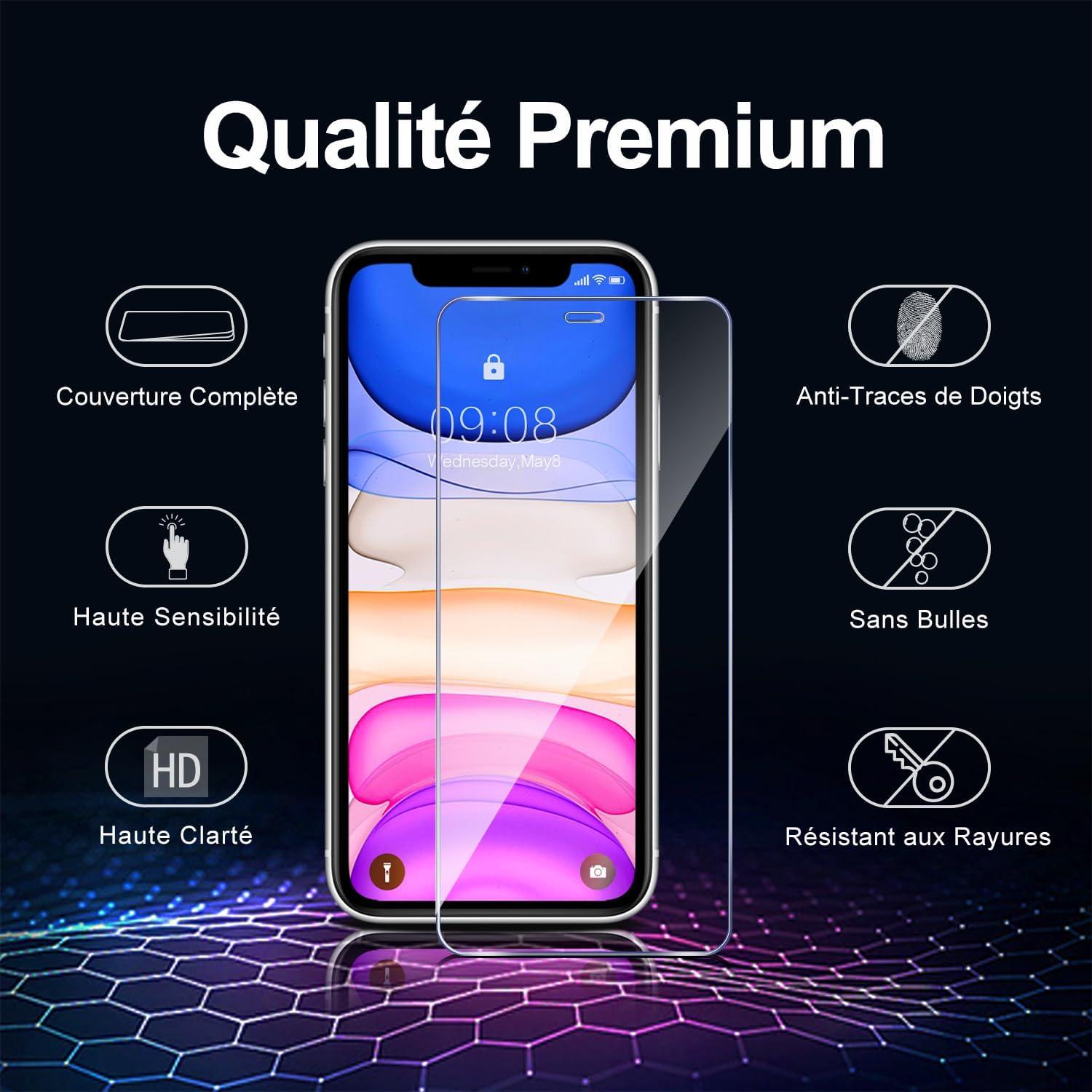 Panzer Schutz Glas für iPhone 11 XR, 3 Stück, 9H Härte, Transparent