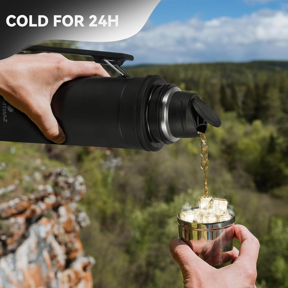 Thermoskanne Edelstahl 1L Trinkbecher Auslaufsicher Isolierflasche Kaffee Tee