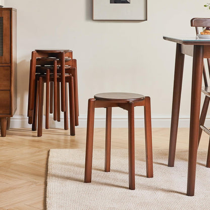 Massivholz Barhocker Set (4er) – Walnussbraun, Stapelbar