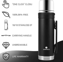 Thermoskanne Isolierflasche Edelstahl mit Trinkbecher 1L
