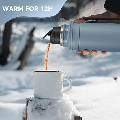 Thermoskanne 1L Edelstahl Trinkflasche Isolierkanne Kaffee Tee