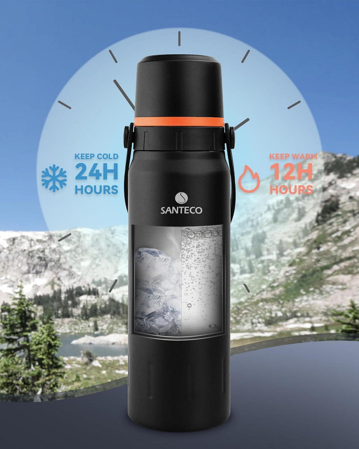 Isolierflasche Thermoskanne Edelstahl Auslaufsicher Trinkbecher 1,2L