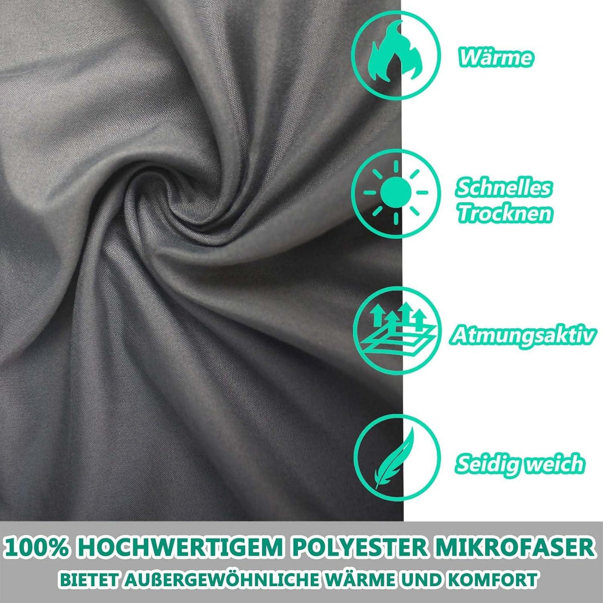 Ultraleichter XL Hüttenschlafsack mit Reißverschluss Grau