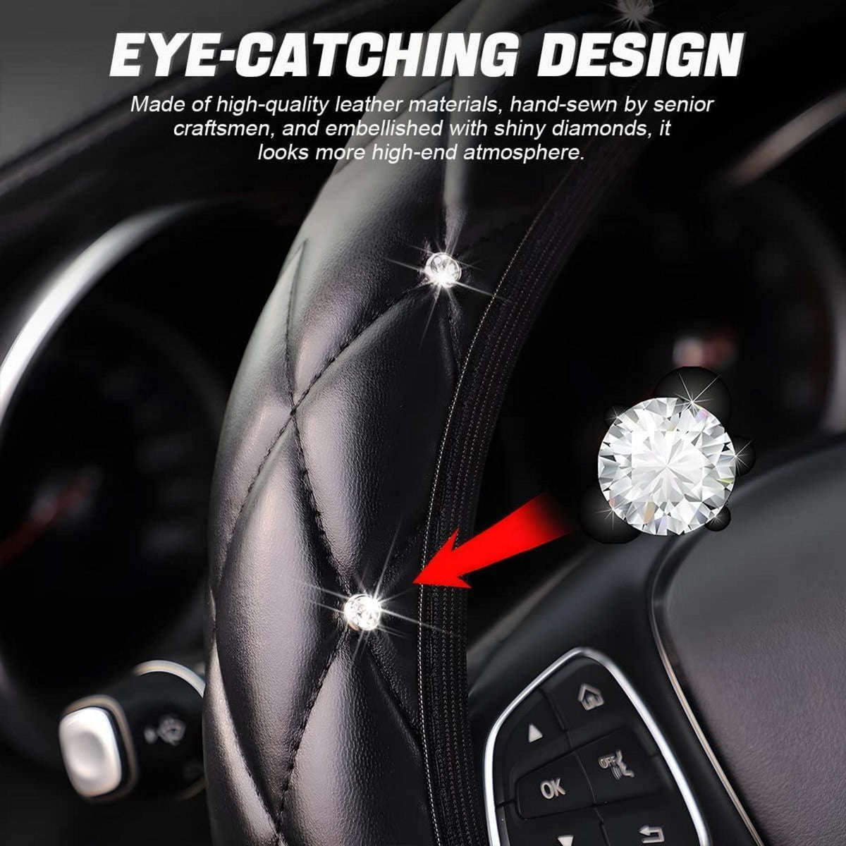 Lenkradhülle Glitzer 37-38cm – Funkelndes Auto-Accessoire in Lederoptik