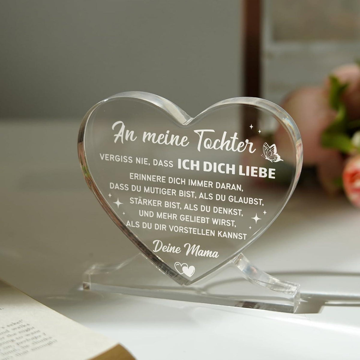 Herzförmiges Acryl-Geschenk für Tochter von Mama