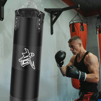 Boxsack Set Heavy Duty Punchingsäcke UNGEFÜLLT Hängend Schwarz 100cm