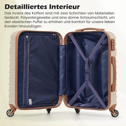 Koffer Set 5tlg Hartschalen Trolley ABS 4 Rollen TSA-Schloss Blau/Rot