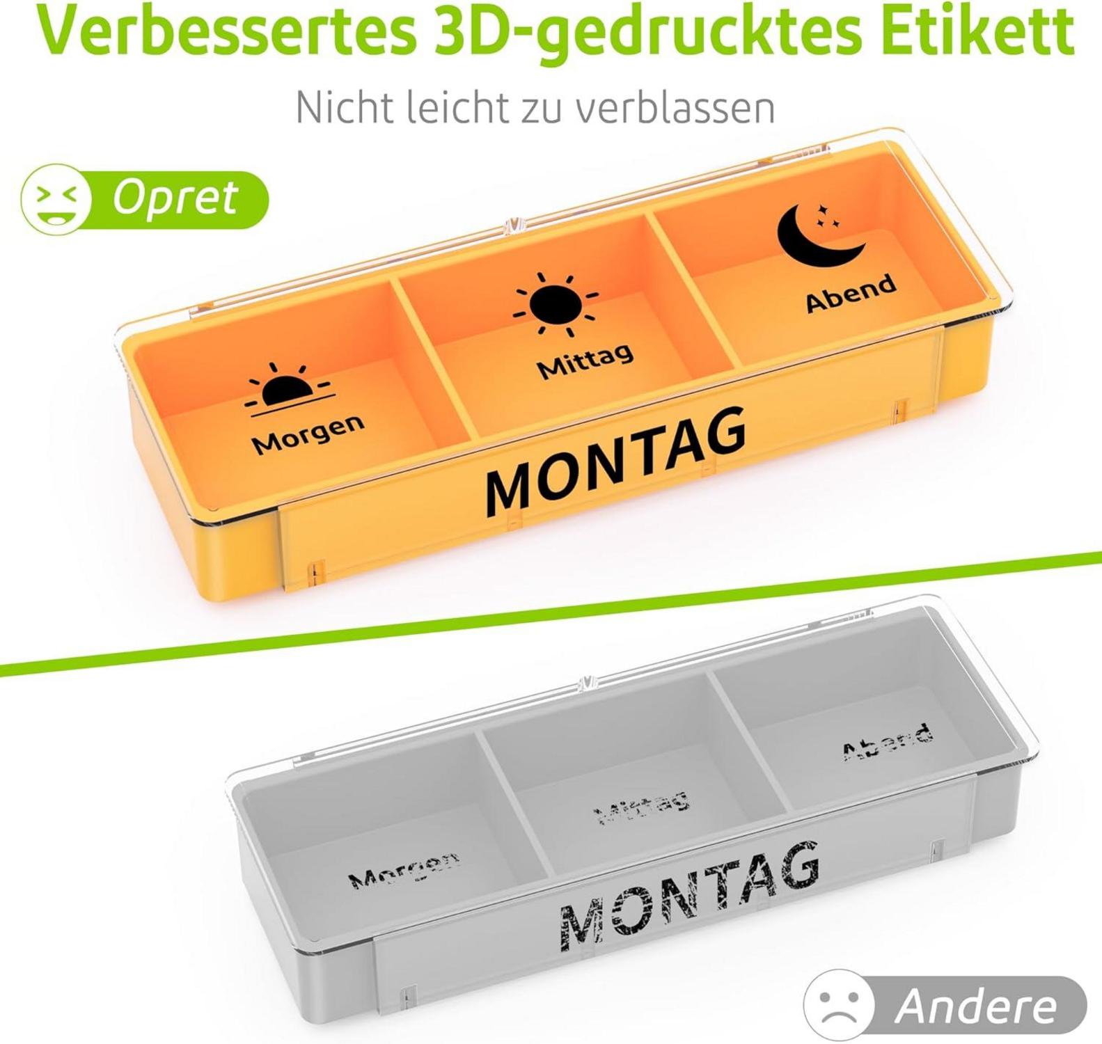 Tablettenbox 7 Tage Pillendose 3 Fächer Organizer BPA-frei
