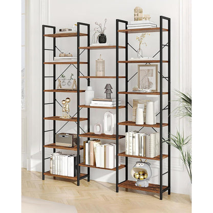 6-Etagen Bücherregal Vintagebraun-Schwarz | Standregal 17 Fachböden