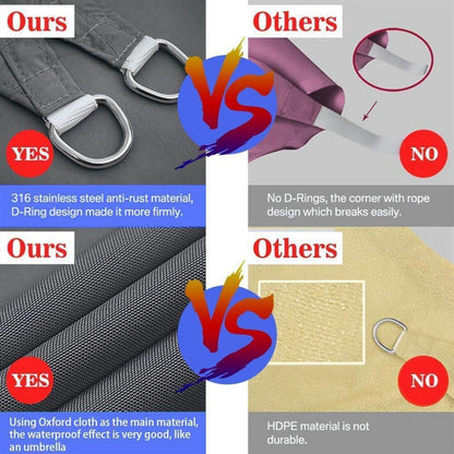 Rechteckiges Sonnensegel 2x3m Wasserdicht Grau mit Befestigungsset