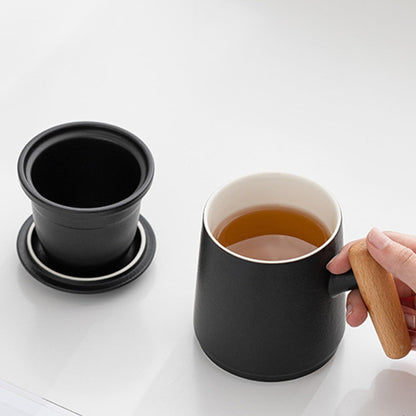 Tee Tasse mit Sieb und Deckel 400ml Keramik Kaffeebecher