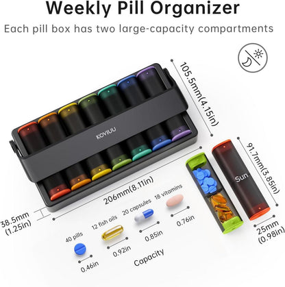 Tablettenbox 7 Tage KOVIUU Pill Box Große Fächer