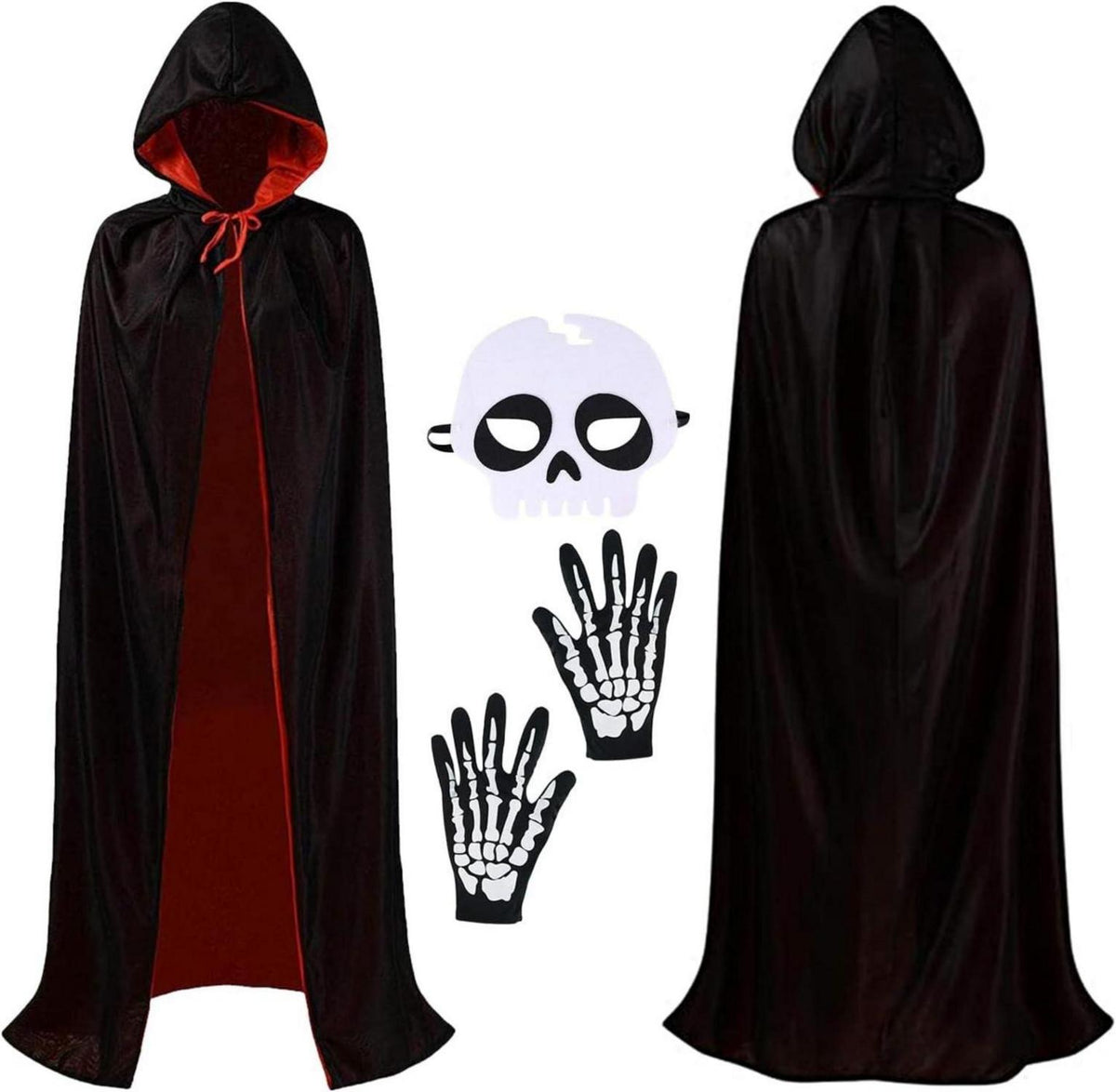 Halloween Vampir Kostüm Kinder Umhang Skelett Maske Set