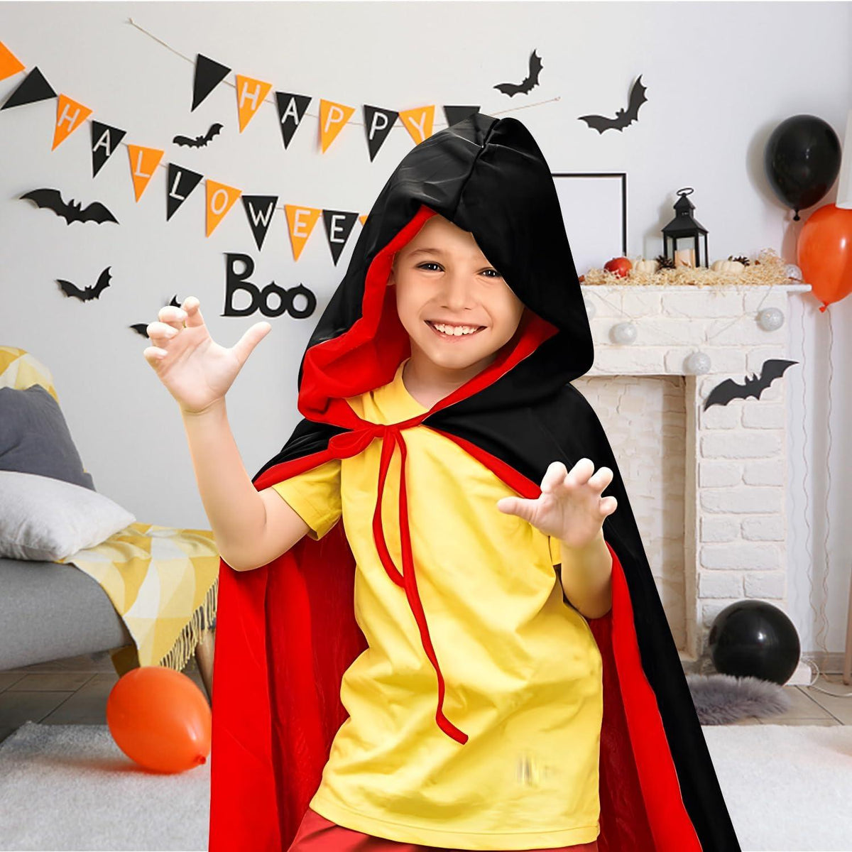 Halloween Vampir Umhang Skelett Handschuhe Maske Kinder Kostüm