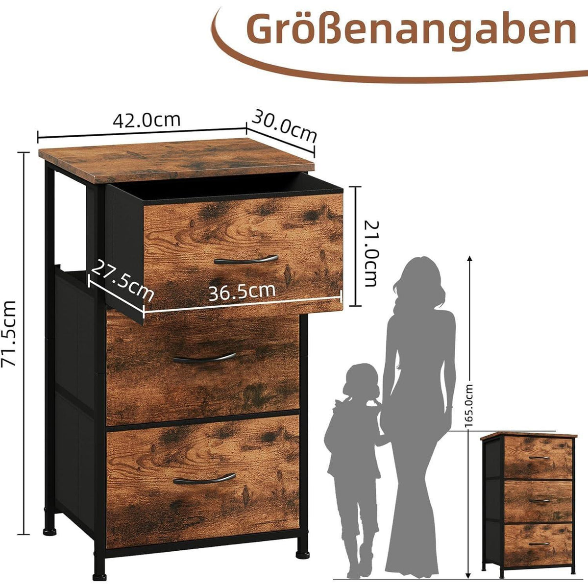 Somdot Kommode mit 3 Stoffschubladen – Schlafzimmer & Wohnzimmer