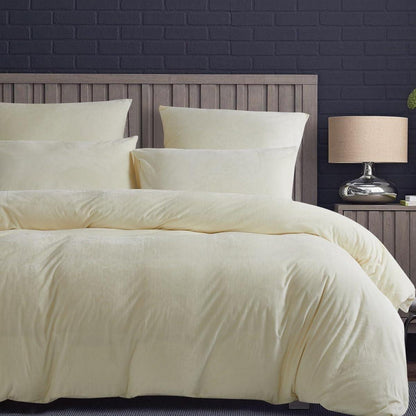 Flauschige Bettwäsche-Set 200x200cm Beige Weiß – Winterkuschel