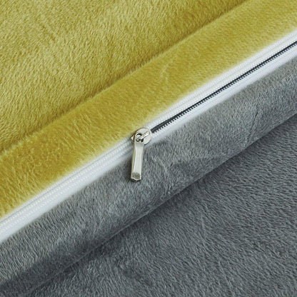 Flauschige Fleece Bettwäsche 135x200 - Gelb Grau 4-teilig