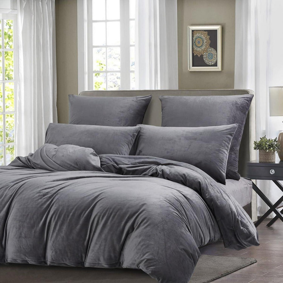 Flauschige Winterbettwäsche Set 135x200cm Grau