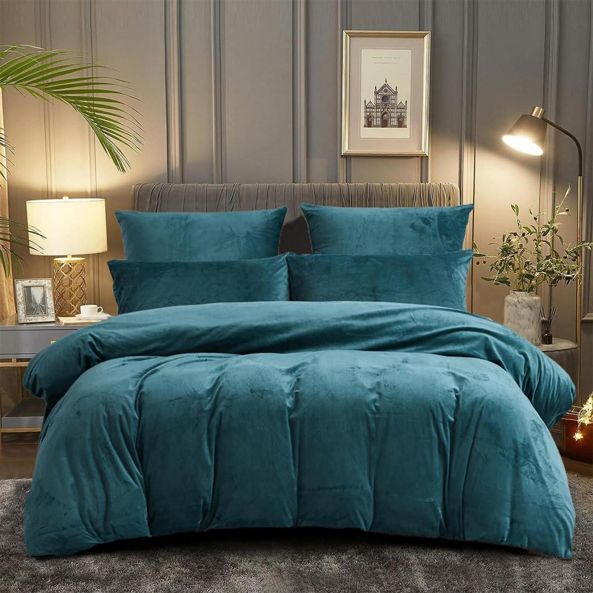Kuschelige Coral Fleece Bettwäsche Set 135x200cm Blau