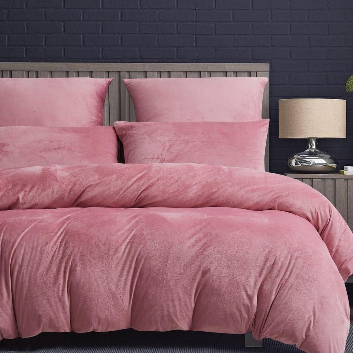 Flauschige Winter Bettwäsche Set Rosa 135x200cm