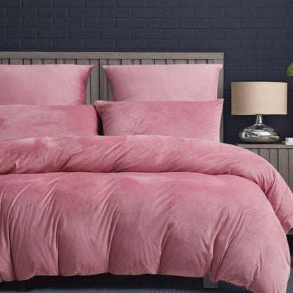 Flauschige Winter Bettwäsche Set Rosa 135x200cm