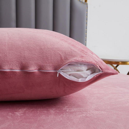 Flauschige Winter Bettwäsche Set Rosa 135x200cm