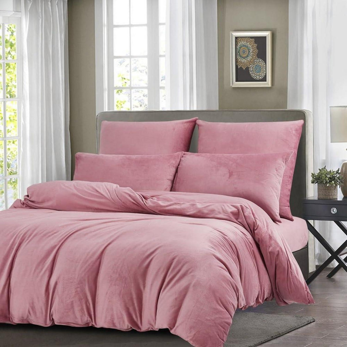 Fleece Bettwäsche Set Rosa – Kuschelig & Flauschig 220x240cm