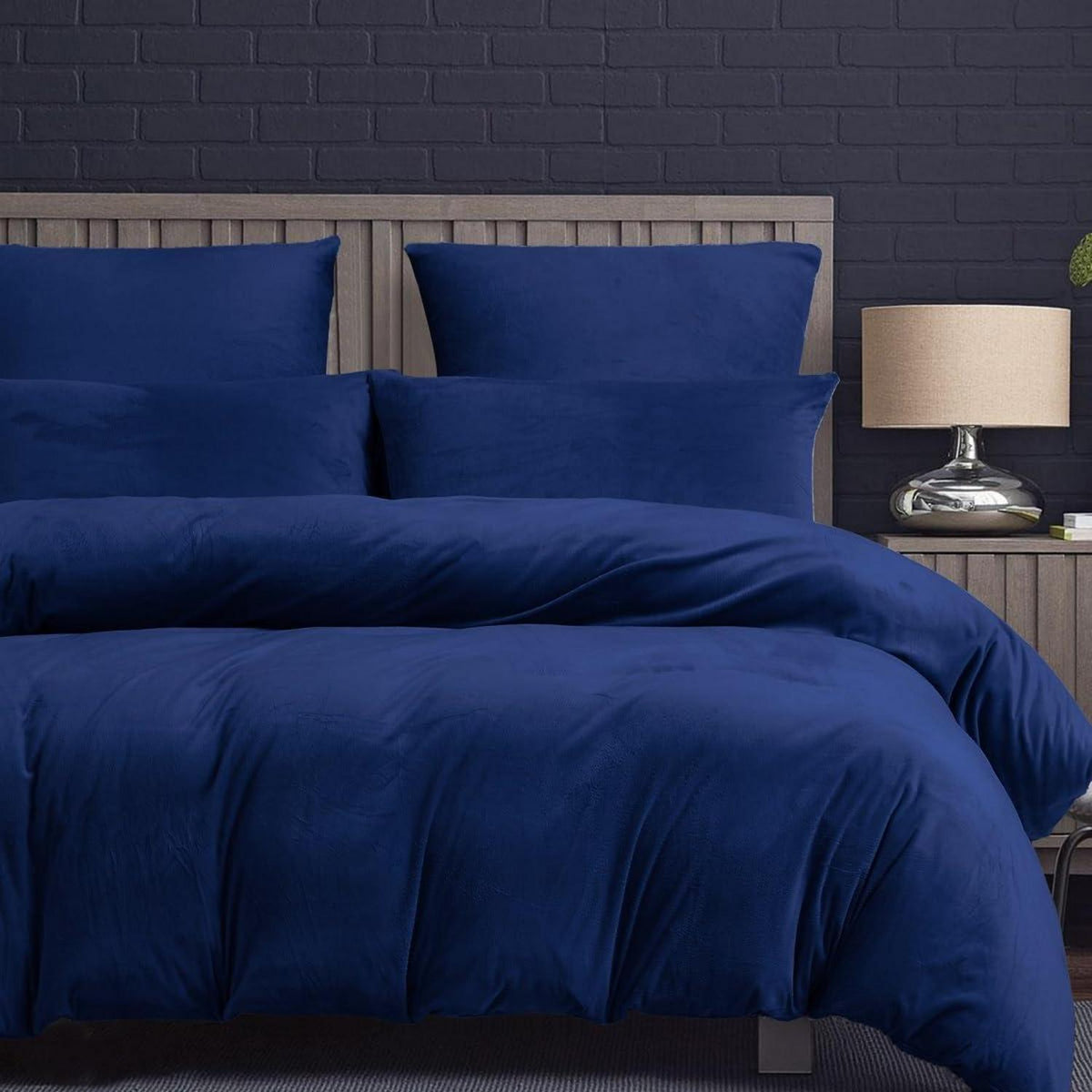 Warme Winter Bettwäsche Set 135x200 Blau & Dunkelblau