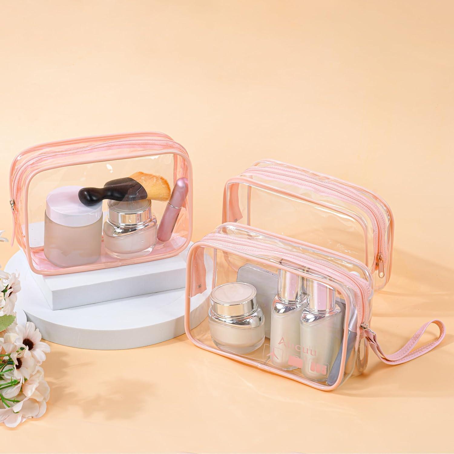 Transparente Kulturtasche 2er Set wasserdicht PVC TSA-zugelassen