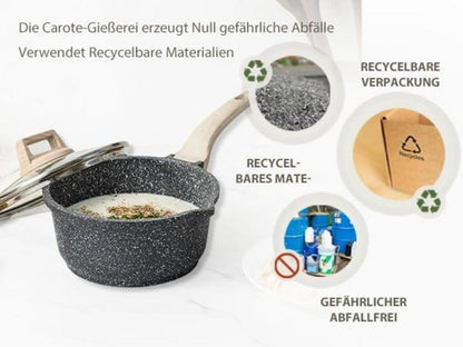 CAROTE 16cm Stieltopf mit Deckel Antihaft-Kochtopf PFOA-frei
