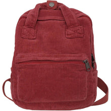 Cord Rucksack Damen Klein, Cityrucksack mit Fächern, Rot