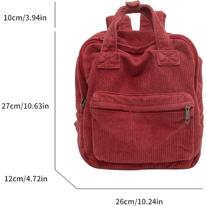 Cord Rucksack Damen Klein, Cityrucksack mit Fächern, Rot