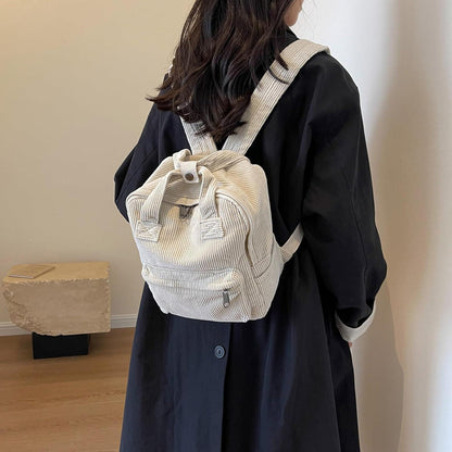 Cord Rucksack Damen Klein, Cityrucksack mit Fächern, Rot