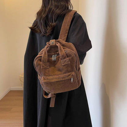 Cord Rucksack Damen Klein, Cityrucksack mit Fächern, Rot