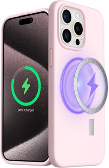 Magnetische Hülle iPhone 15 Pro Max Silikon Kalkrosa