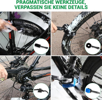 Fahrrad Reinigungsset 7-in-1 mit 500ml Spray, Bürsten Kit für alle Fahrräder