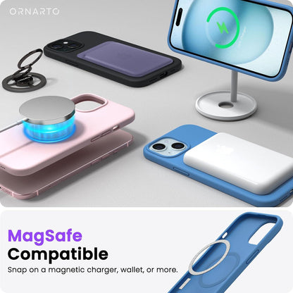 Magnetische Hülle für iPhone 15 6,1 Zoll Silikon Blau Mikrofaser