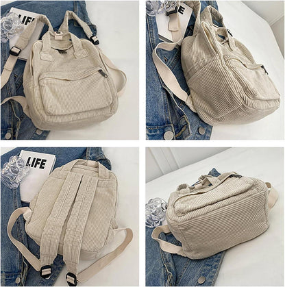 Damen Rucksack Klein Cord Cityrucksack Beige 10l Kapazität