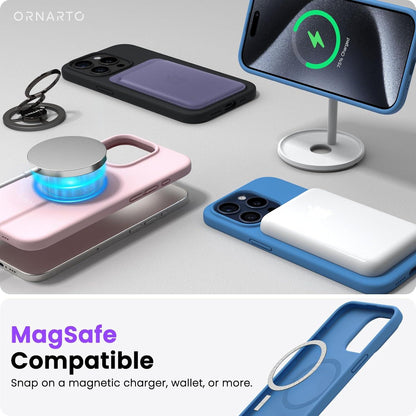 Magnetische Silikon-Hülle iPhone 15 Pro 6.1 Zoll Schutzhülle Blau
